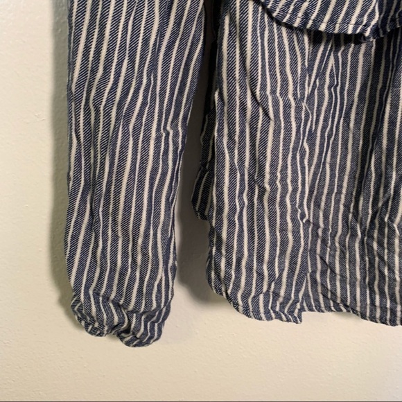 Mossimo Off Shoulder Blouse Blue White Stripes - Picture 6 of 9